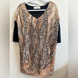 ❤️ Zara Black and Tan Patterned Dress Size M NWOT